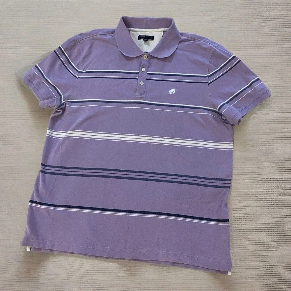 Banana Republic Mens Short Sleeve Polo Purple‎ Size XL Elephant Logo  Spring